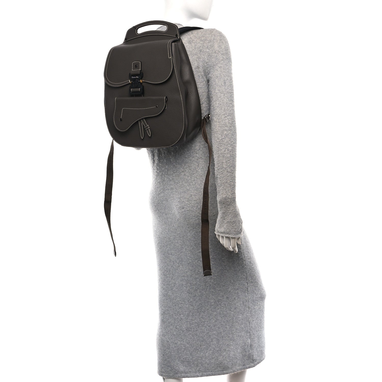 Christian Dior Grained Calfskin Maxi Gallop Sling Bag Grey 1875983