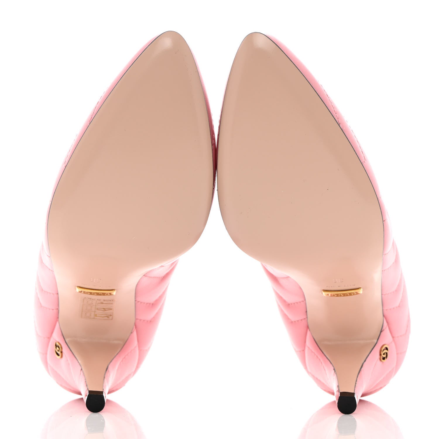 Gucci Nappa Charlotte Chevron Matelasse Double G 95mm Pumps 38 Wild Rose 5 of 9
