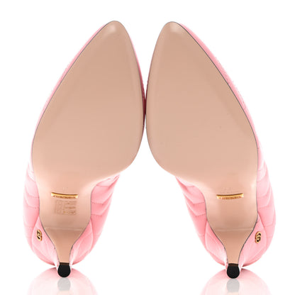 Gucci Nappa Charlotte Chevron Matelasse Double G 95mm Pumps 38 Wild Rose 5 of 9