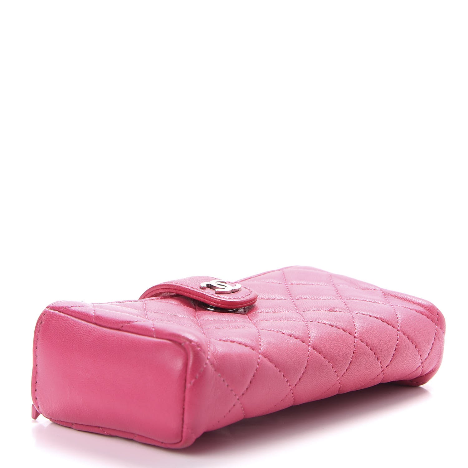 Chanel Lambskin Quilted Mini Phone Holder Clutch Pink 4 of 8