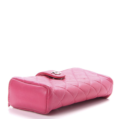 Chanel Lambskin Quilted Mini Phone Holder Clutch Pink 4 of 8