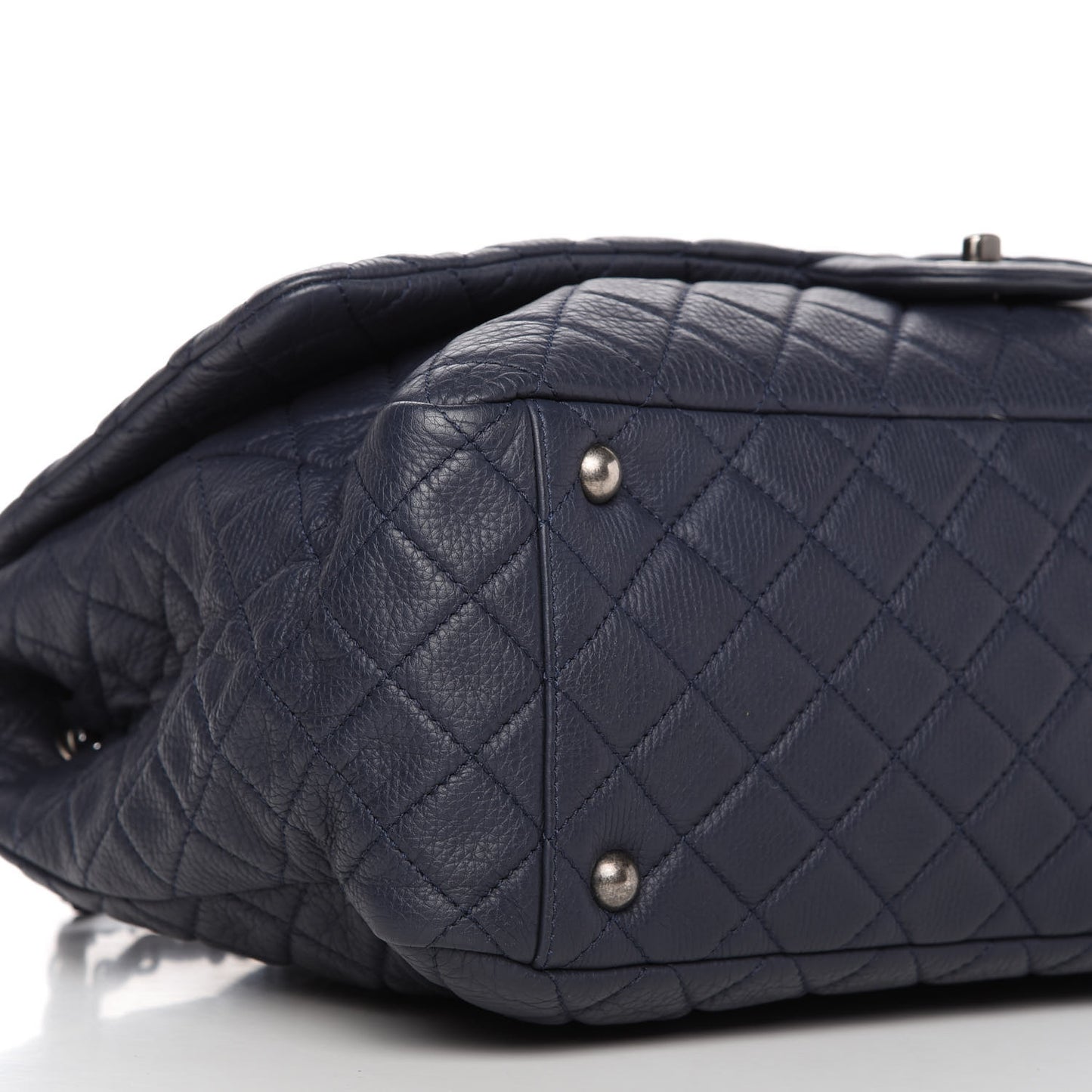Calfskin Quilted XXL Travel Flap Bag Navy