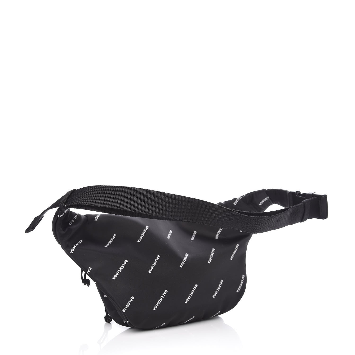 Balenciaga Twill Nylon Allover Logo Explorer Beltpack Black White 3 of 7