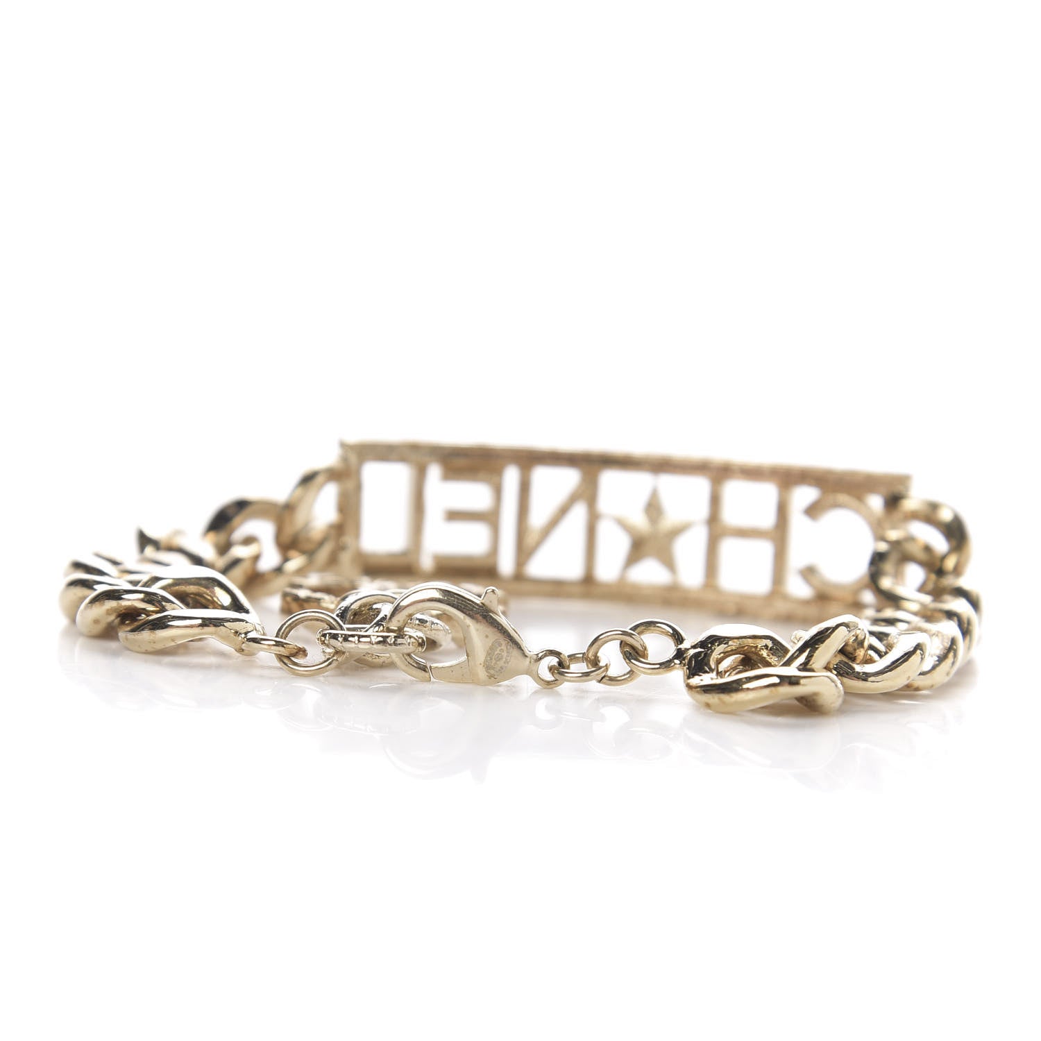 Chanel Crystal Chain Logo Bracelet Gold 3 of 3