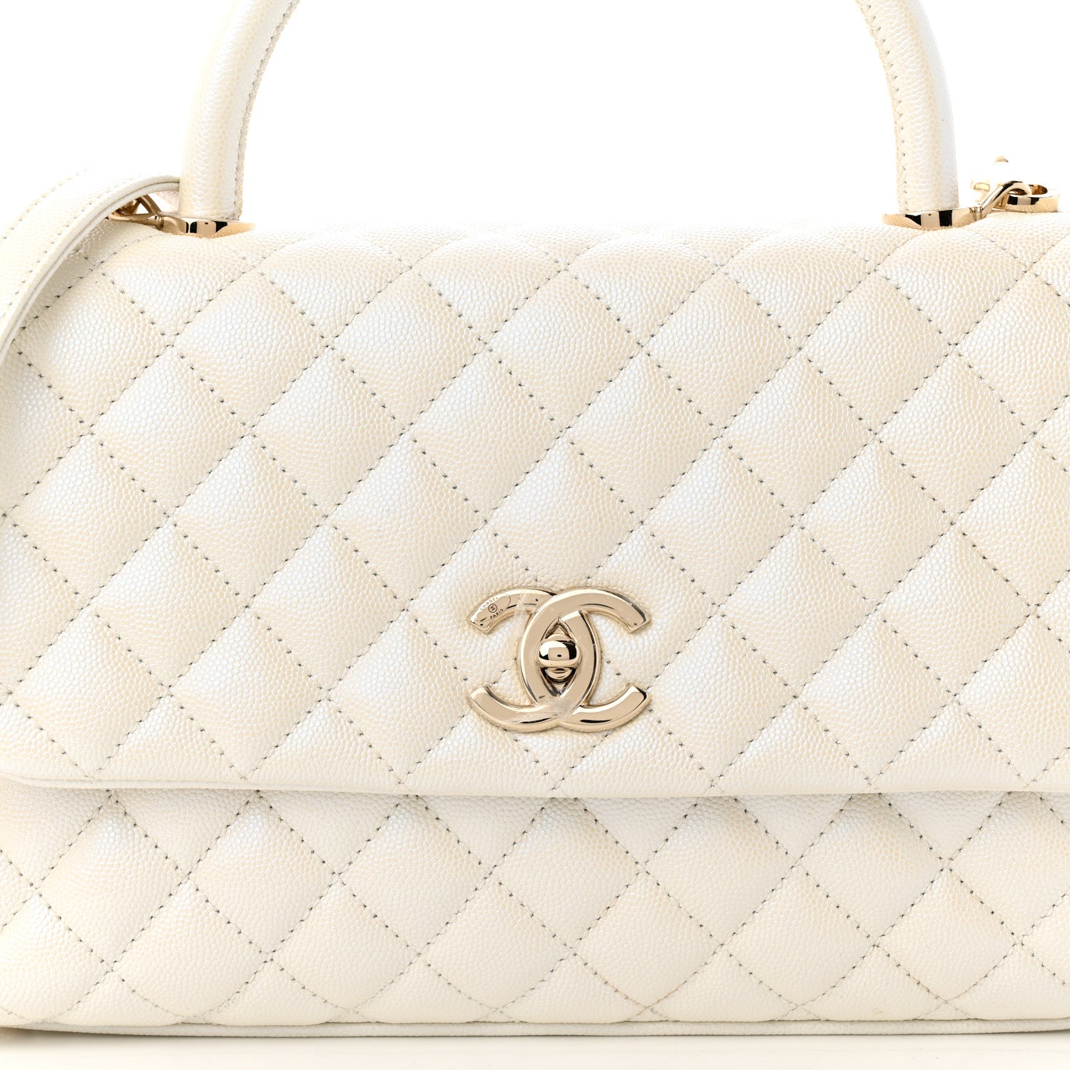 Chanel Iridescent Caviar Quilted Small Coco Handle Flap White 8 of 11