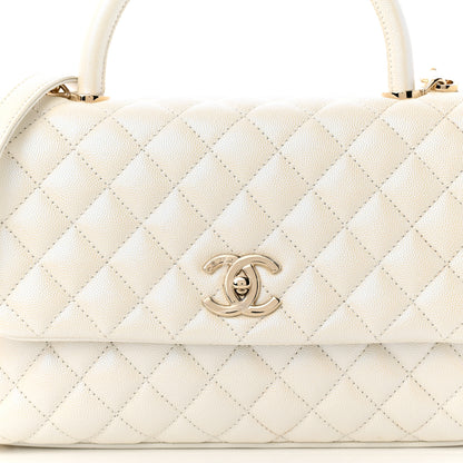 Chanel Iridescent Caviar Quilted Small Coco Handle Flap White 8 of 11