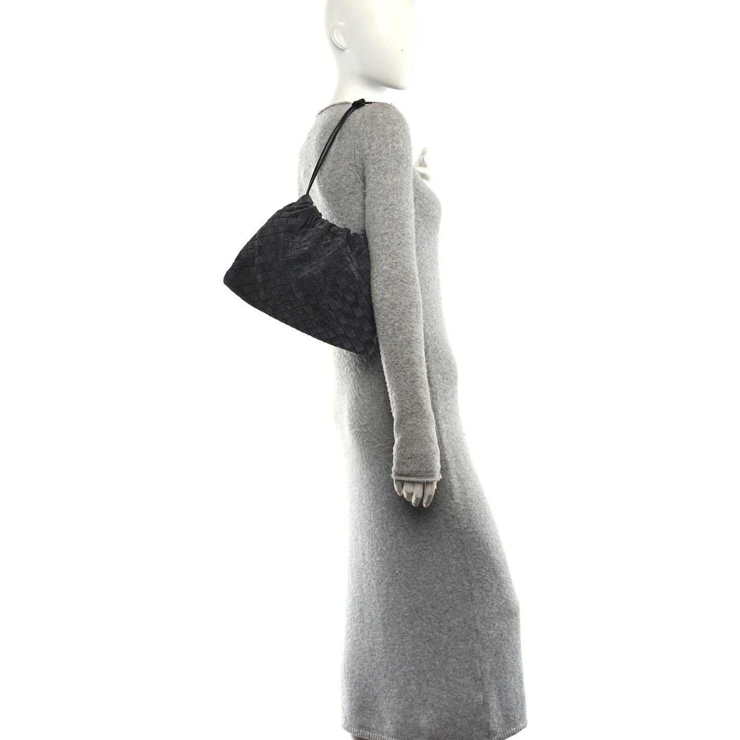 Suede Calfskin Intrecciato Medium Dustbag Grey