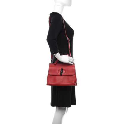 Gucci Cellarius Calfskin Small Bamboo Daily Top Handle Bag Hibiscus Red 2 of 9