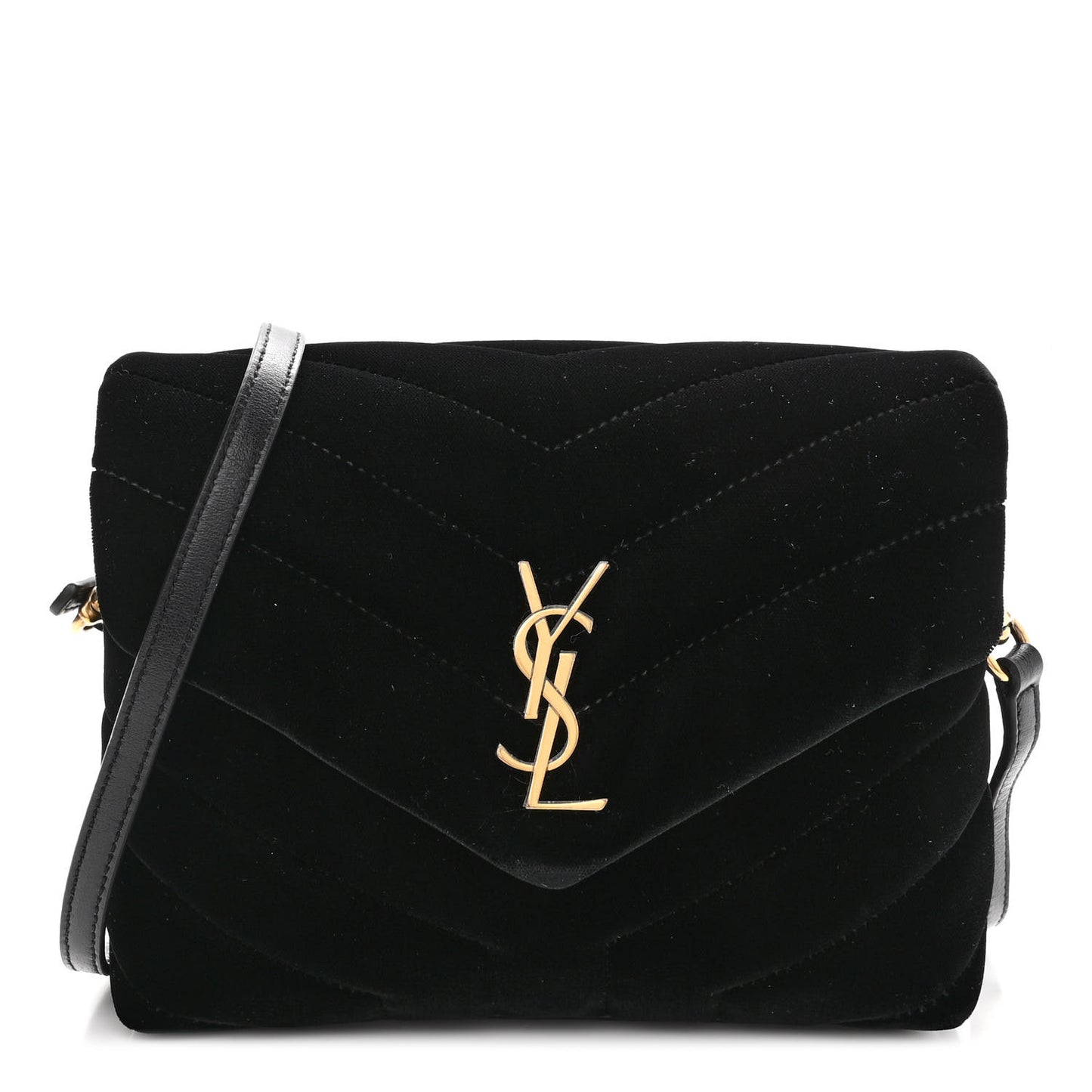 Velvet Y Quilted Monogram Toy Loulou Chain Satchel French Black