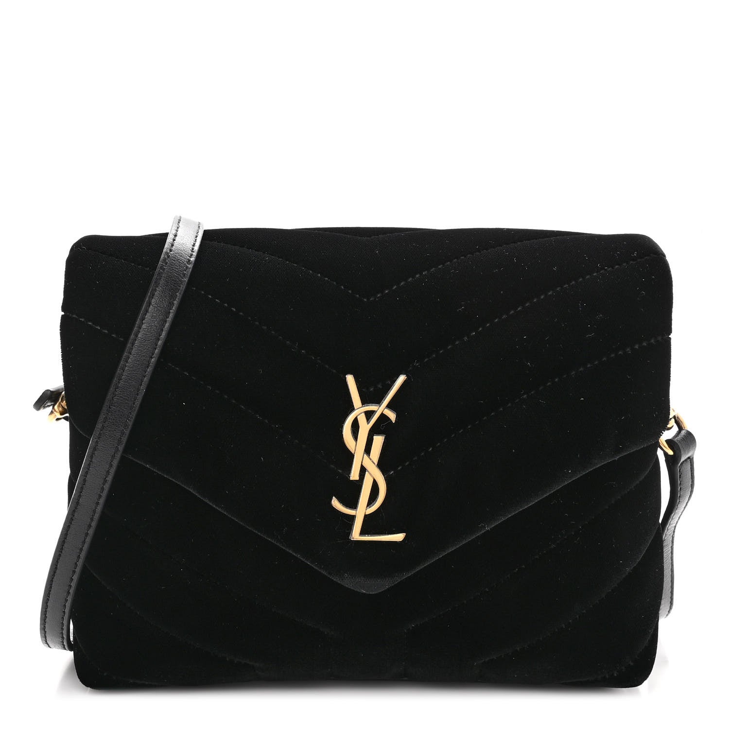 Saint Laurent Velvet Y Quilted Monogram Toy Loulou Chain Satchel French Black 1 of 10