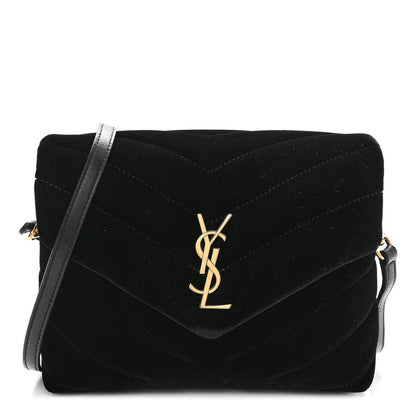 Saint Laurent Velvet Y Quilted Monogram Toy Loulou Chain Satchel French Black 1 of 10