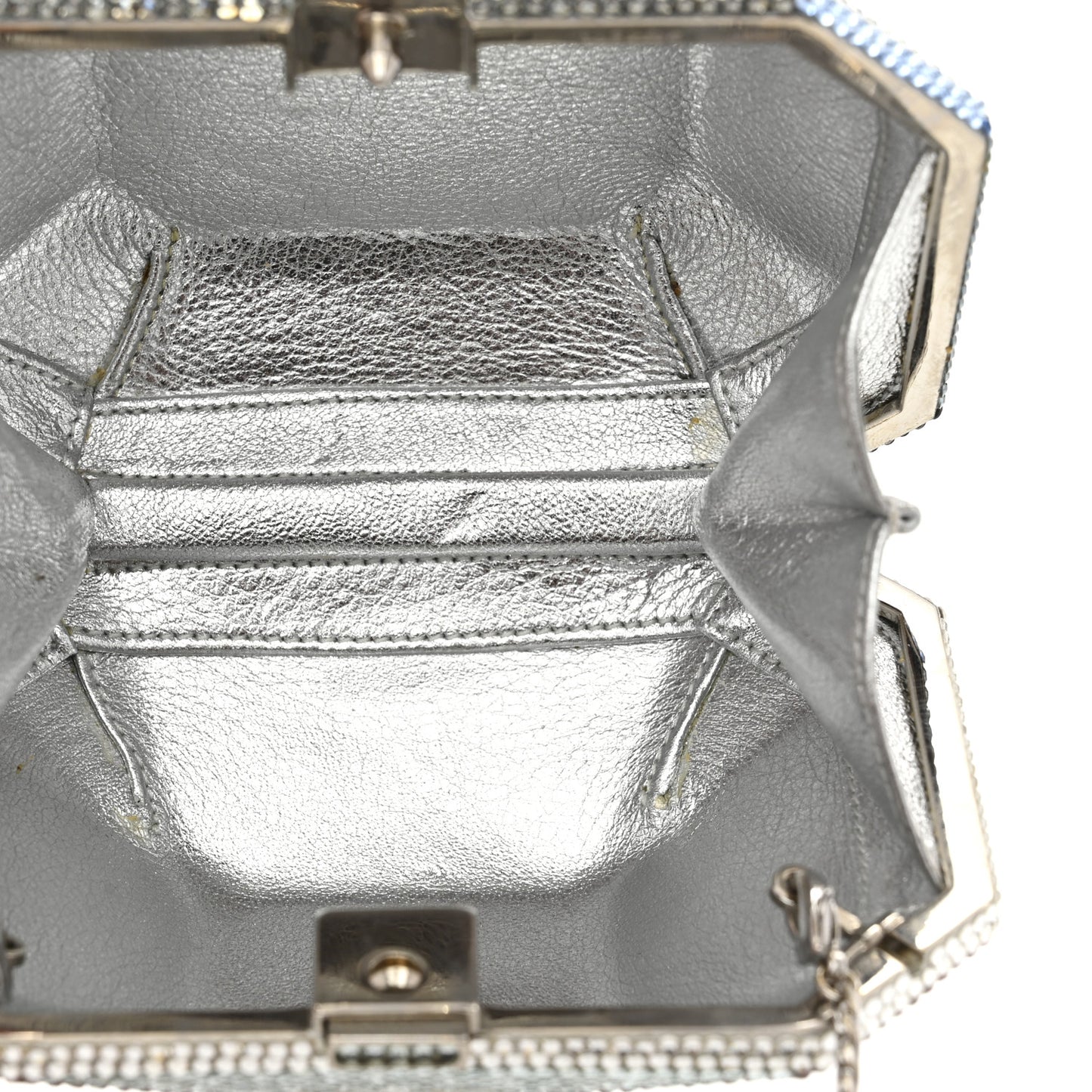 Swarovski Crystal Minaudiere Clutch Silver Multicolor