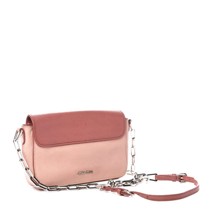 Miu Miu Goatskin Madras Chain Shoulder Bag Pink 3 of 14