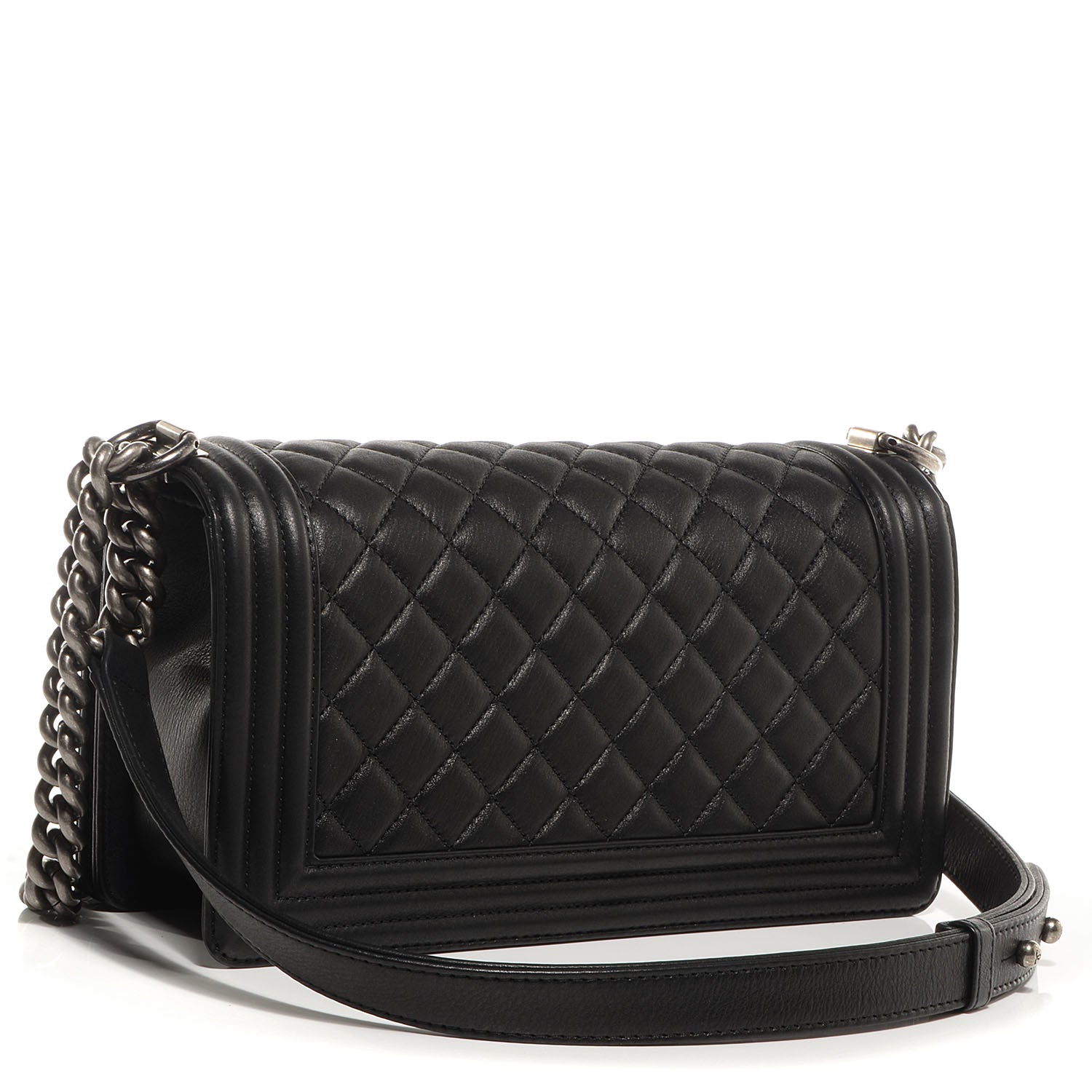 Chanel Metallic Calfskin Quilted Medium Boy Flap Black 3 of 9