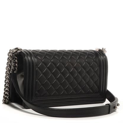 Chanel Metallic Calfskin Quilted Medium Boy Flap Black 3 of 9