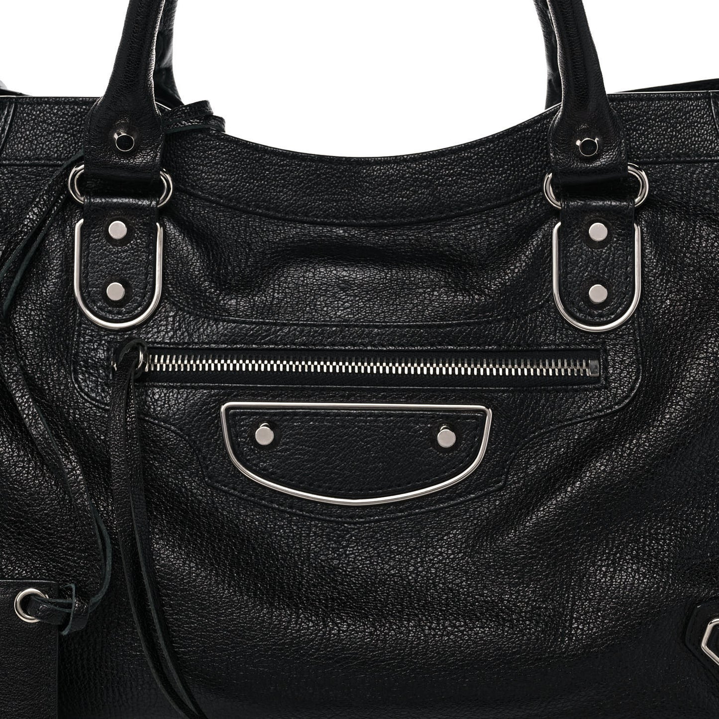 Chevre Silver Metallic Edge Hardware City Black