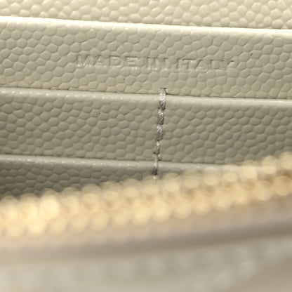 Saint Laurent Grain De Poudre Matelasse Chevron Monogram Envelope Chain Wallet Crema Soft 7 of 10
