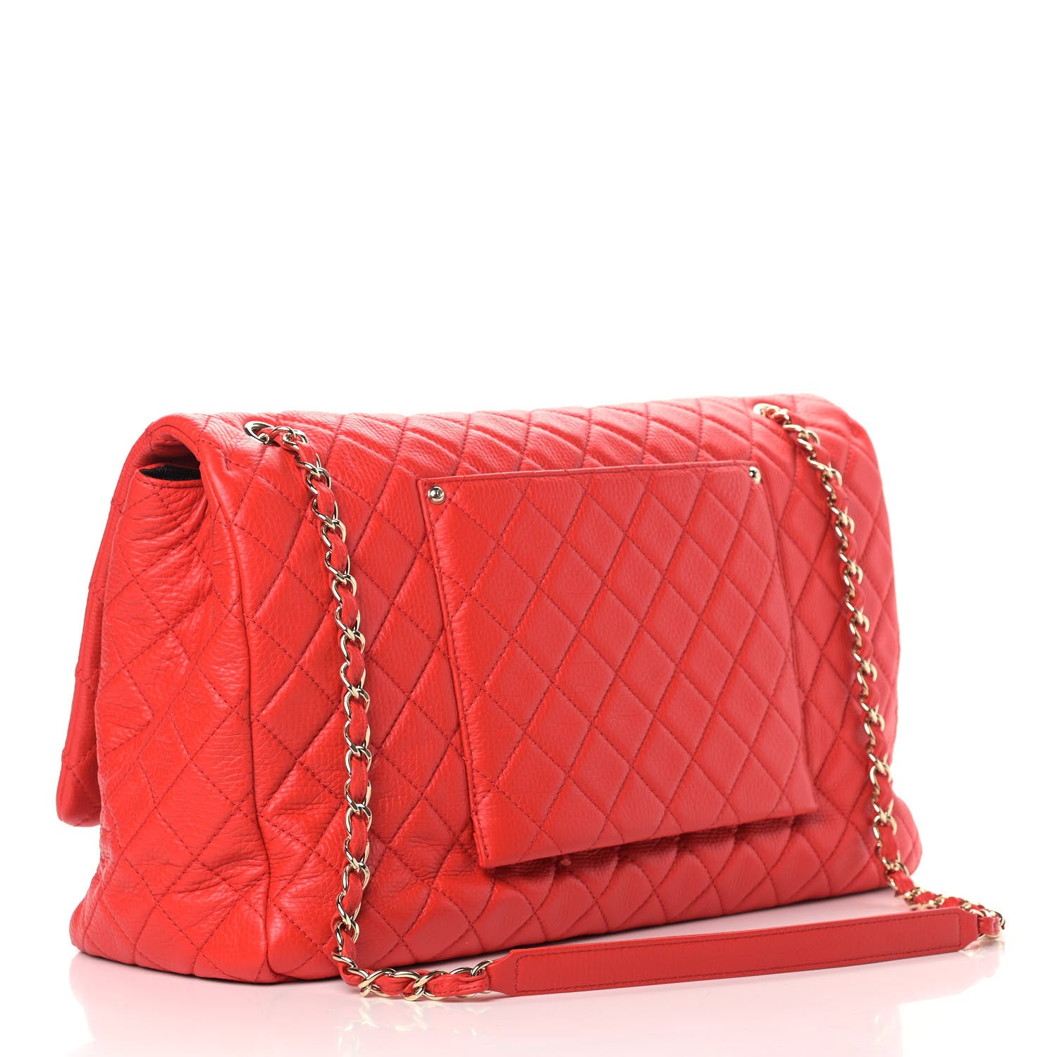 Chanel Calfskin Quilted XXL Travel Flap Bag Red 3 of 9