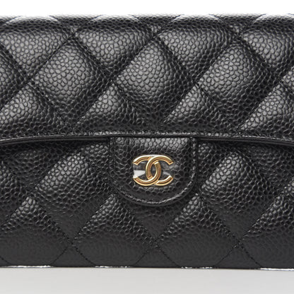 Chanel Caviar Quilted Large Flap Gusset Wallet Black 8 of 9