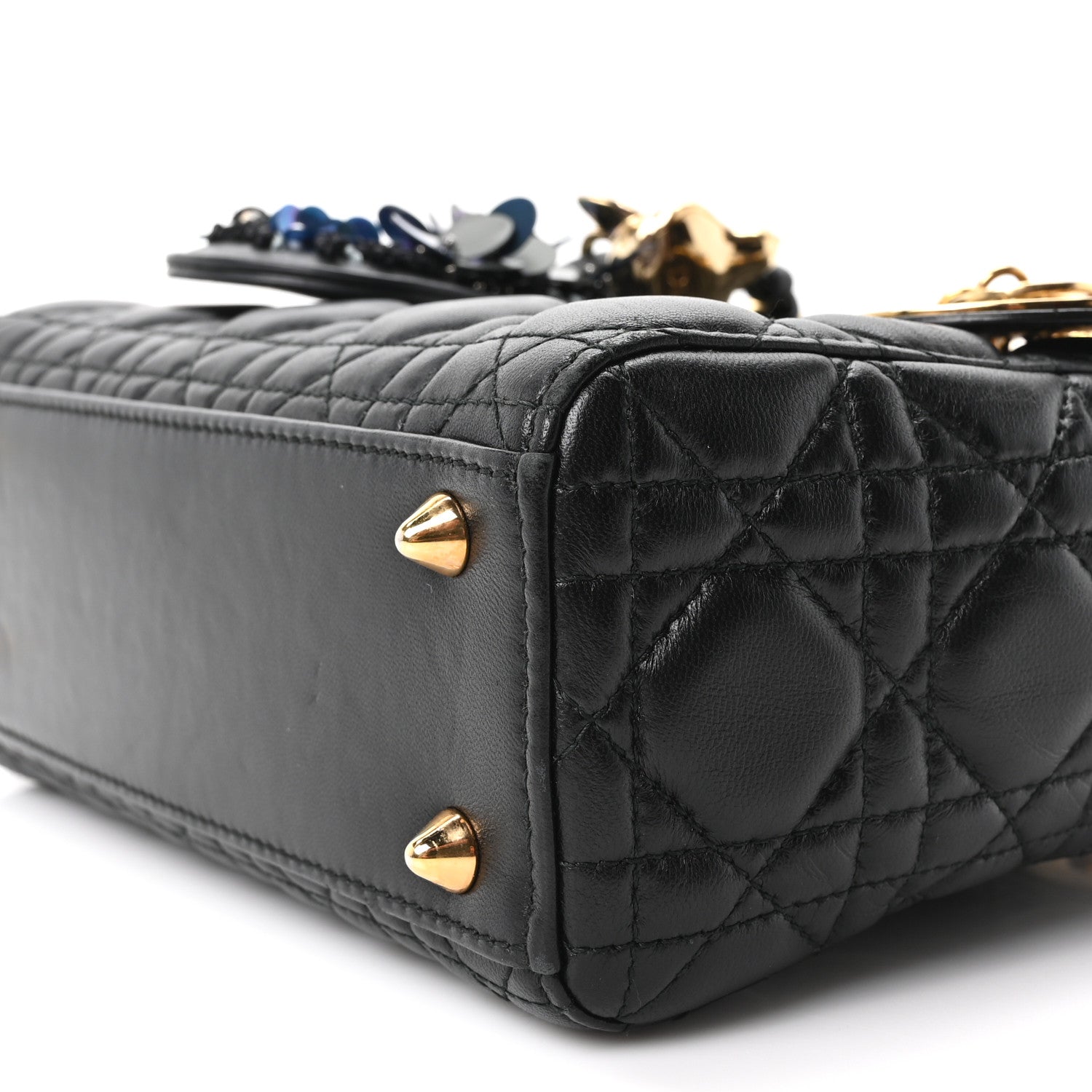 Christian Dior Lambskin Cannage Small Jeweled Lady Dior Black 10 of 10