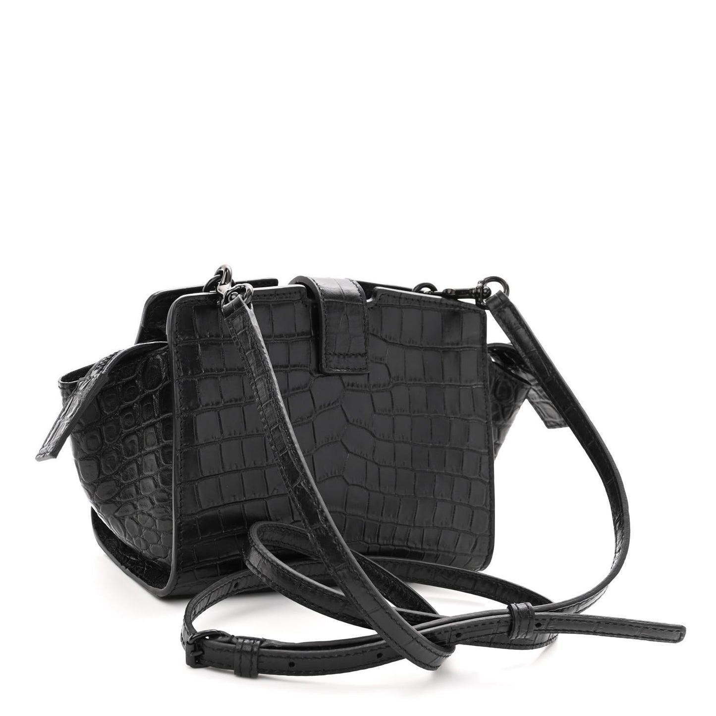 Calfskin Crocodile Embossed Monogram Toy Cabas Black