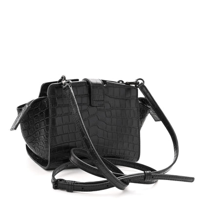 Saint Laurent Calfskin Crocodile Embossed Monogram Toy Cabas Black 3 of 9