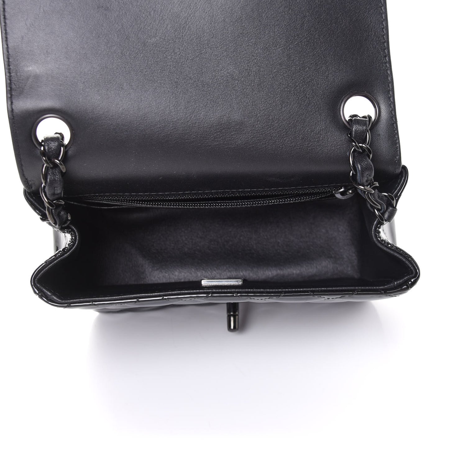 Patent Quilted Mini Square Flap So Black