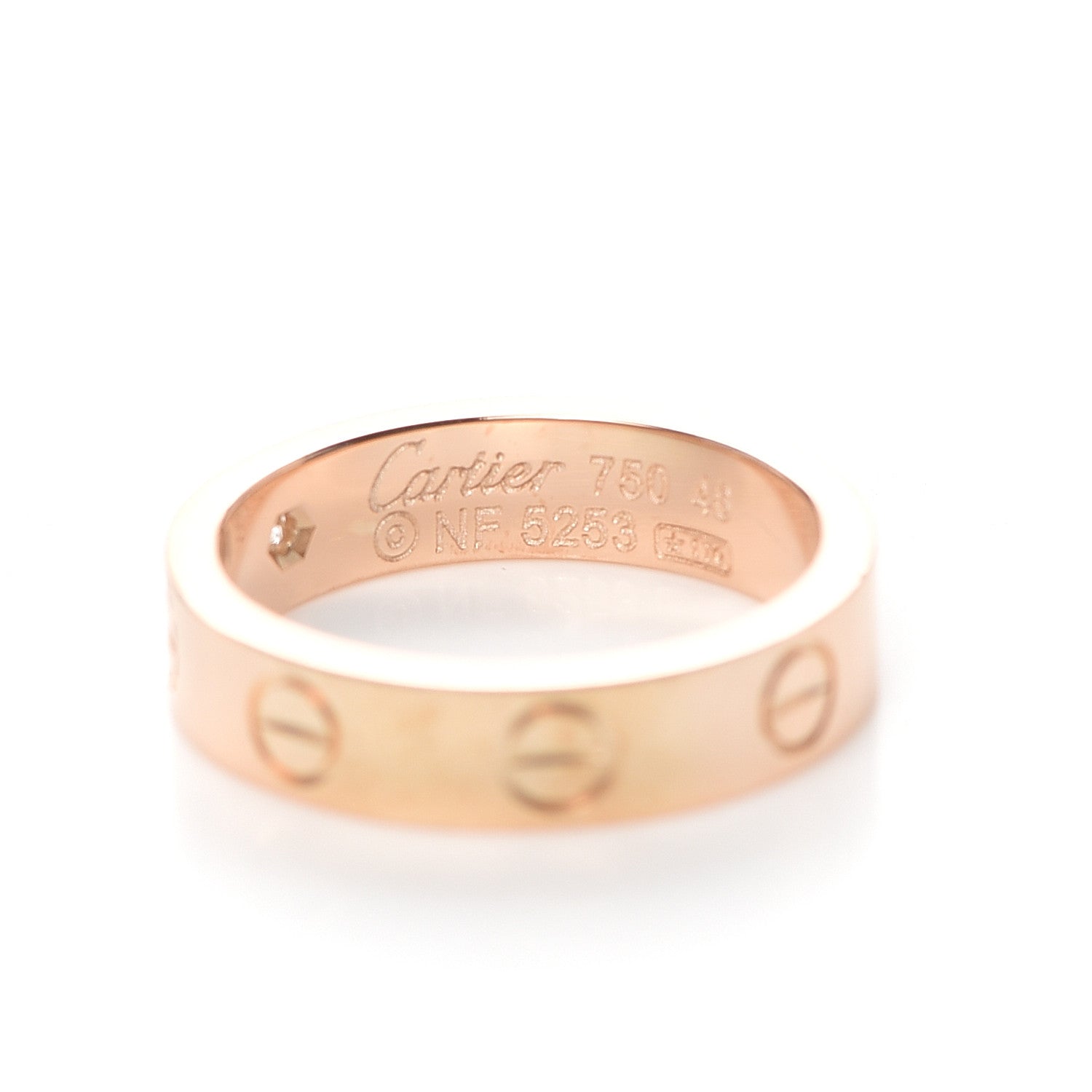 Cartier 18K Pink Gold Diamond 4mm LOVE Wedding Band Ring 46 3.75 4 of 4