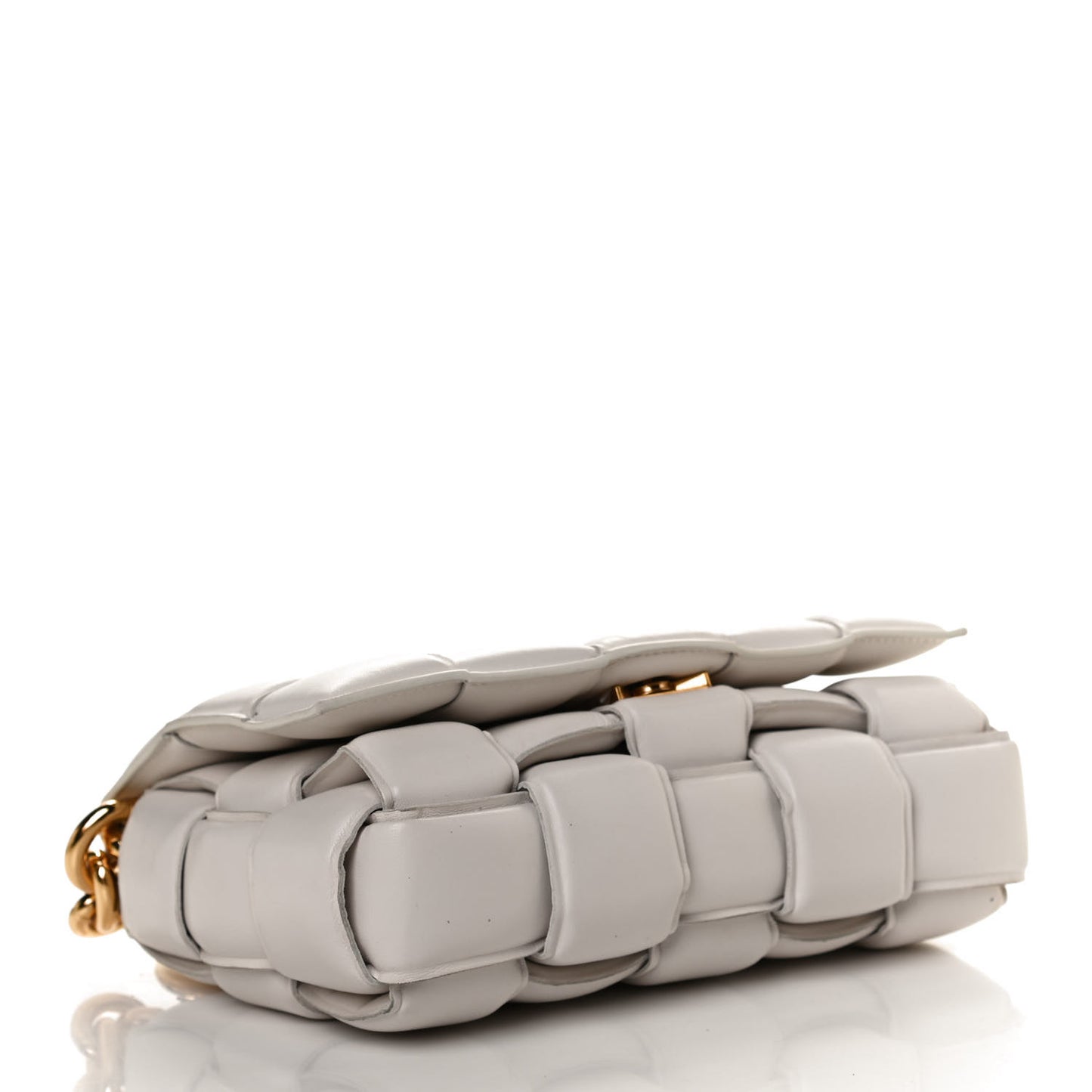 Lambskin Maxi Intreccio Padded Chain Cassette Crossbody Bag White