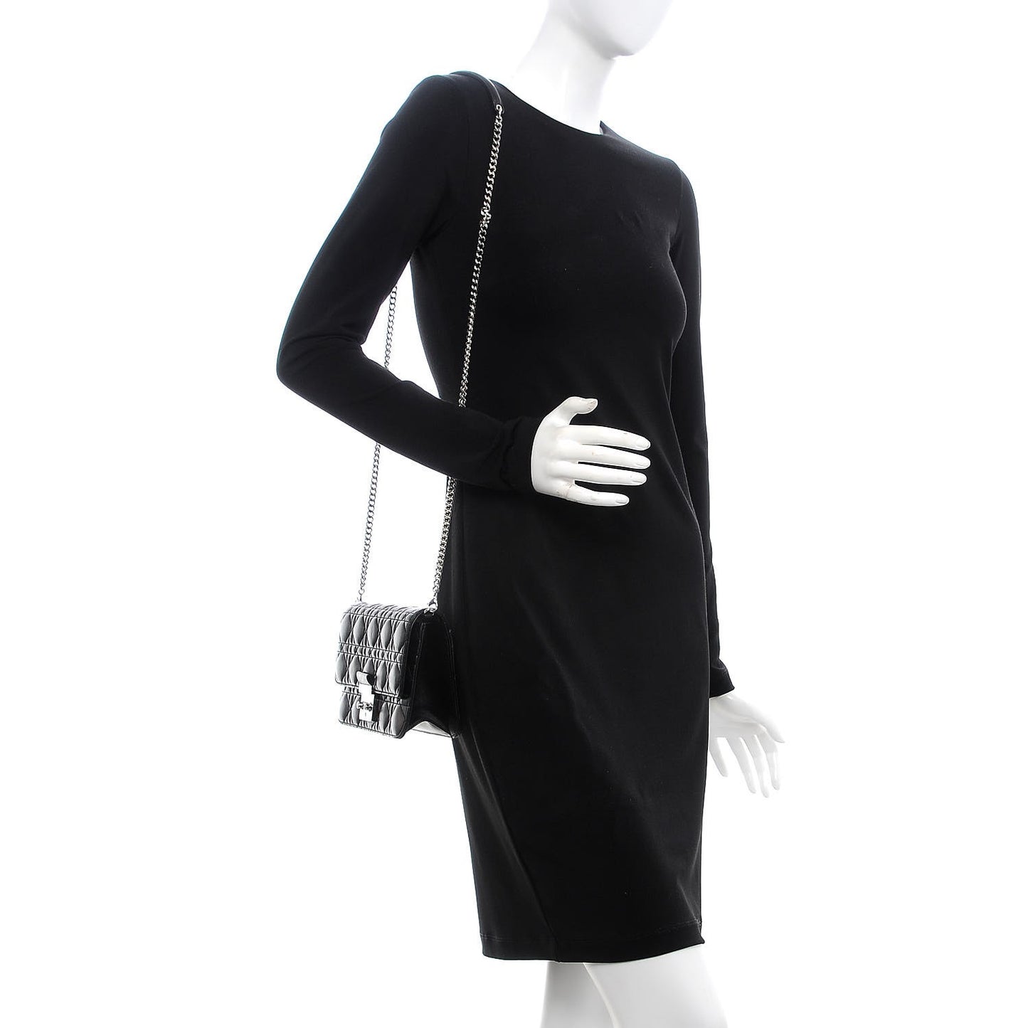 Lambskin Cannage Miss Dior Promenade Pouch Black