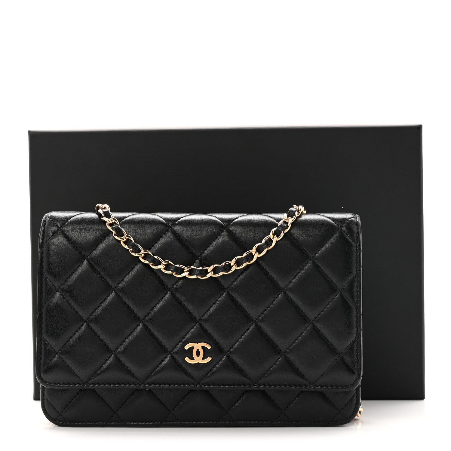 Chanel Lambskin Quilted Wallet On Chain WOC Black 12 of 12