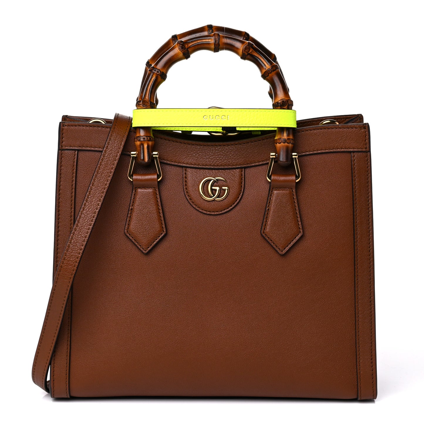 Wonka Grain Calfskin Small Diana Tote Bag Cuir Yellow Fluo