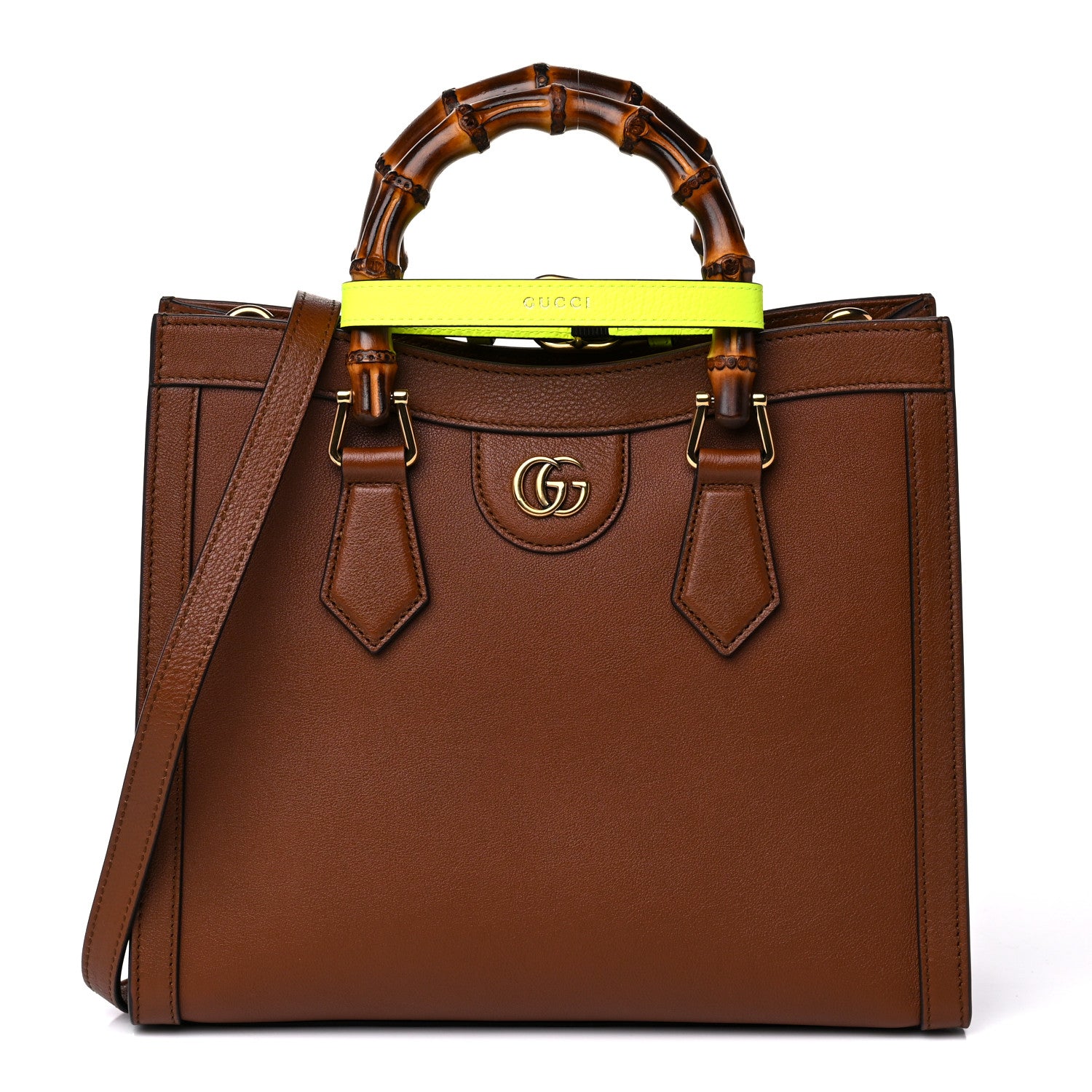 Gucci Wonka Grain Calfskin Small Diana Tote Bag Cuir Yellow Fluo 1 of 11