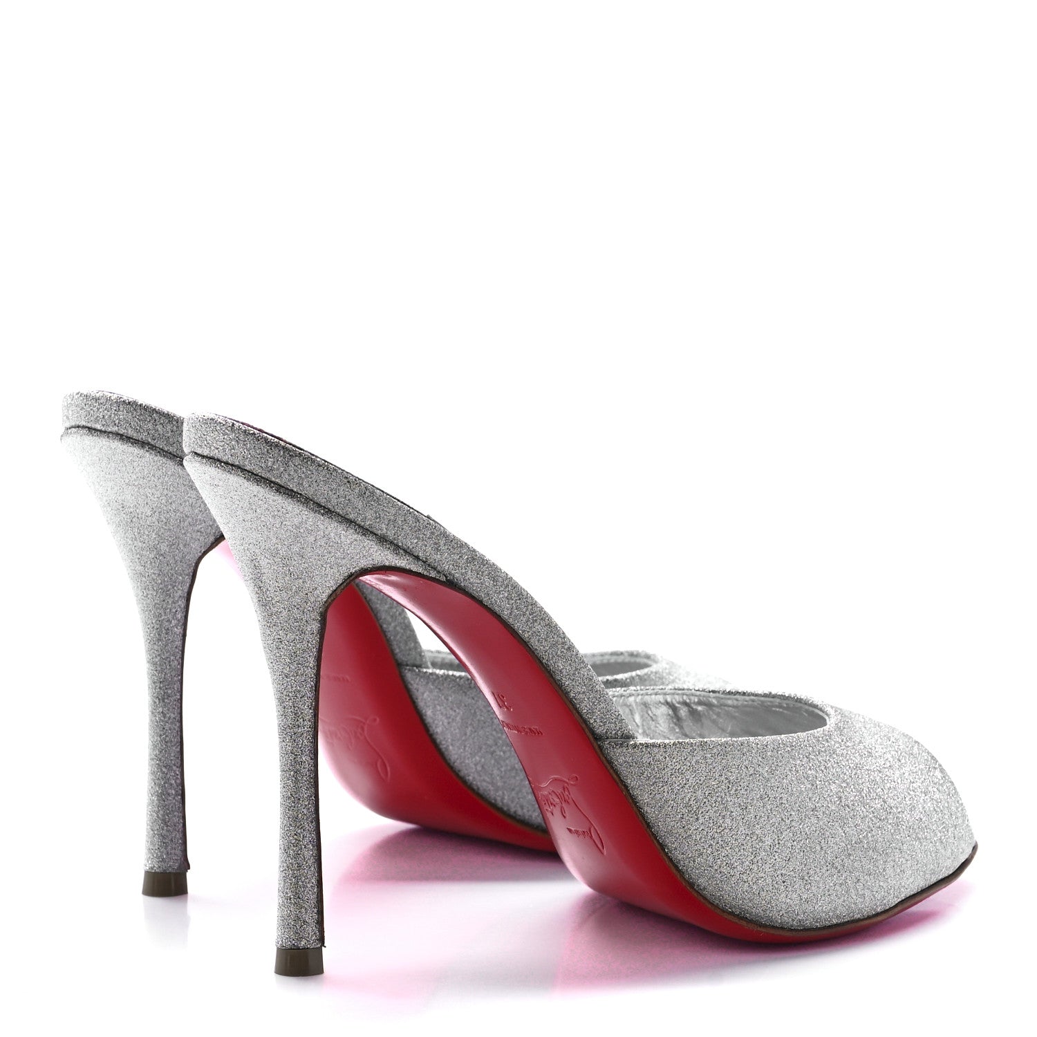 Christian Louboutin Glittered Calfskin Me Dolly 100 Sandals 37 Silver 4 of 7