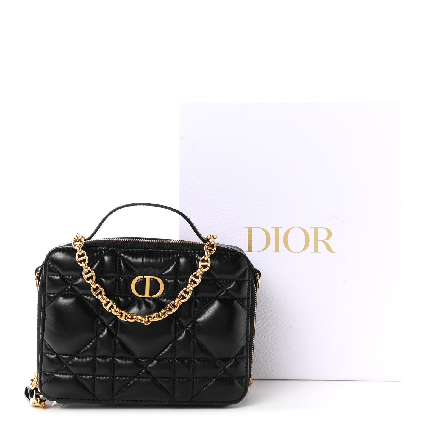 Calfskin Macrocannage Caro Box Bag Black