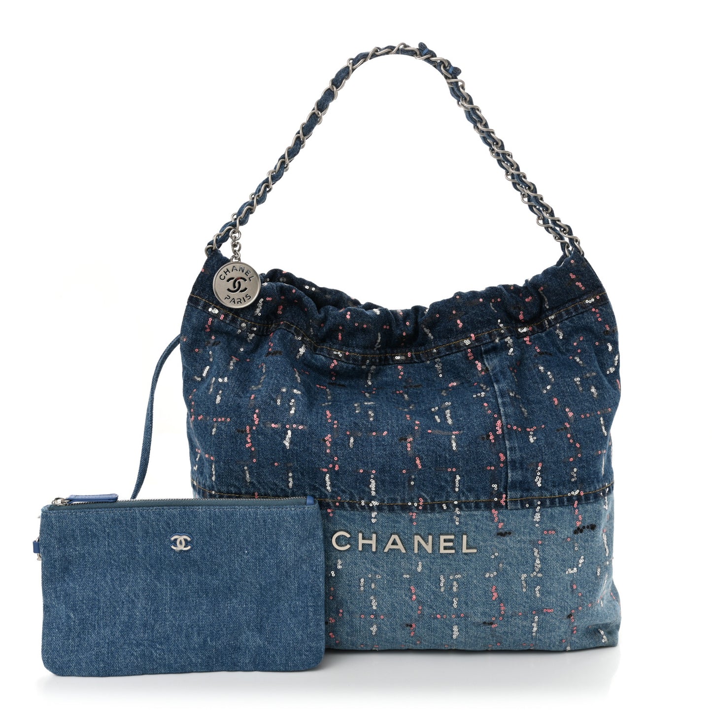 Denim Sequin Chanel 22 Blue