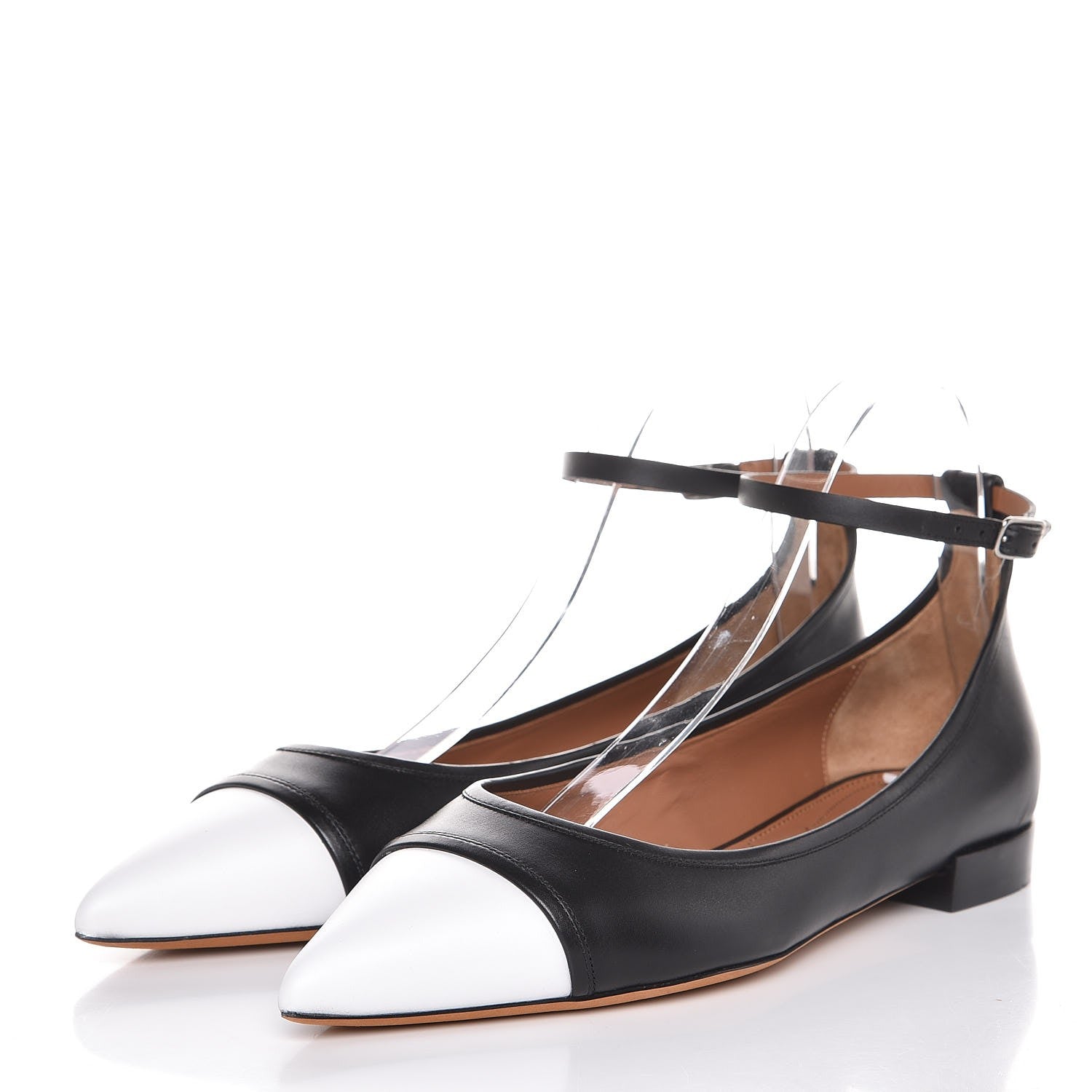 Givenchy Calfskin Graphic Ankle Strap Ballerina Flats 37 Black White 2 of 10