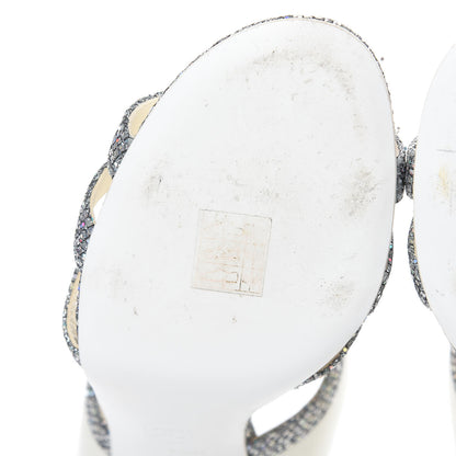 Chanel Metallic Fabric Velvet Bow Mules 39 Silver Ivory 11 of 11