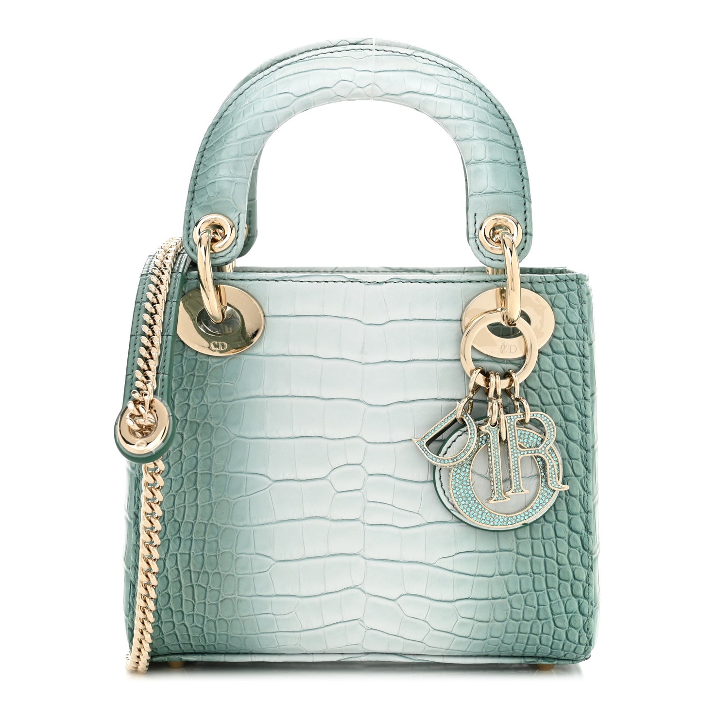 Alligator Gradient Swarovski Crystal Mini Lady Dior Blue