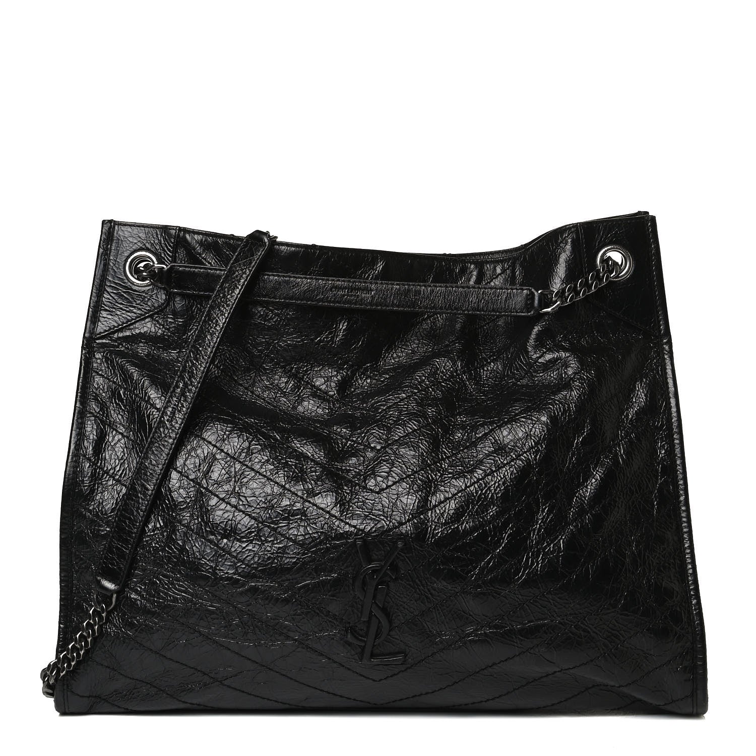 Saint Laurent Crinkled Calfskin Matelasse Monogram Niki Shoulder Bag Black 1 of 17