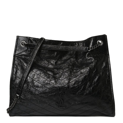 Saint Laurent Crinkled Calfskin Matelasse Monogram Niki Shoulder Bag Black 1 of 17