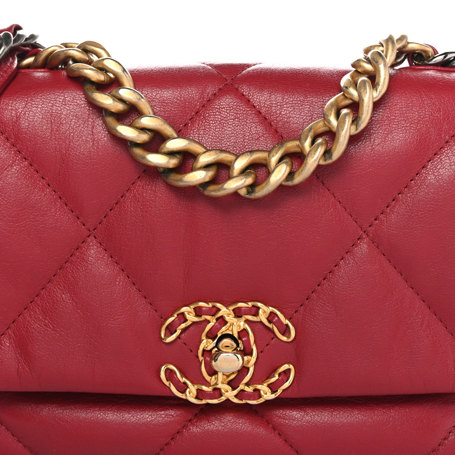 Chanel Goatskin Quilted Medium Chanel 19 Flap Red 8 of 14