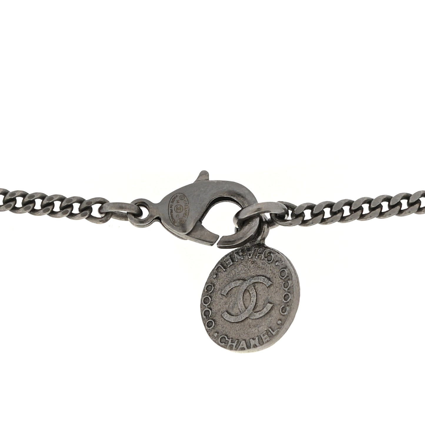 Ruthenium Pearl CC Pendant Necklace Grey