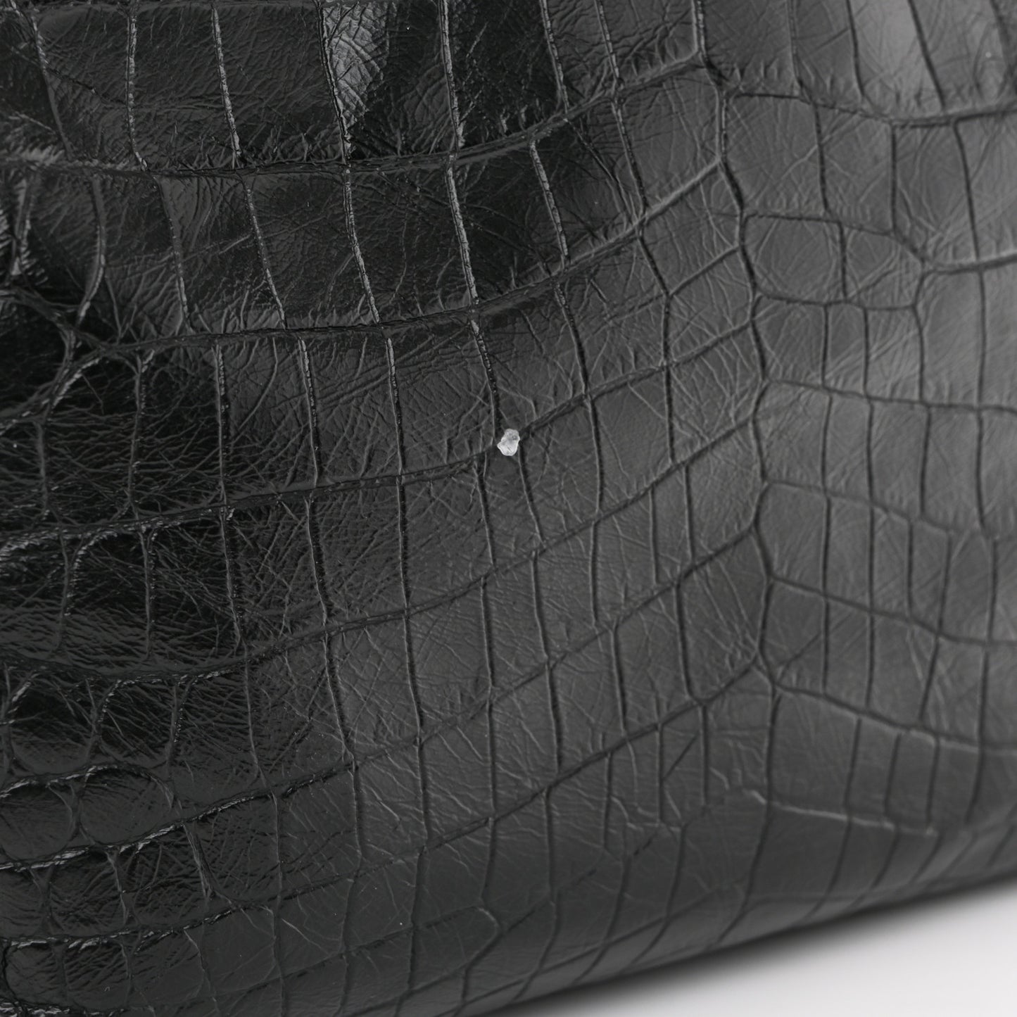 Calfskin Crocodile Embossed Monogram Medium Niki Shopping Bag Black