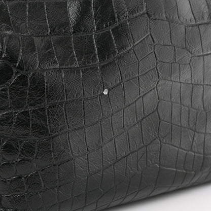 Saint Laurent Calfskin Crocodile Embossed Monogram Medium Niki Shopping Bag Black 13 of 15