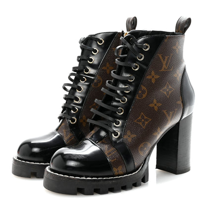 Louis Vuitton Patent Calfskin Monogram Star Trail Ankle Boots 38 Black 7 of 15