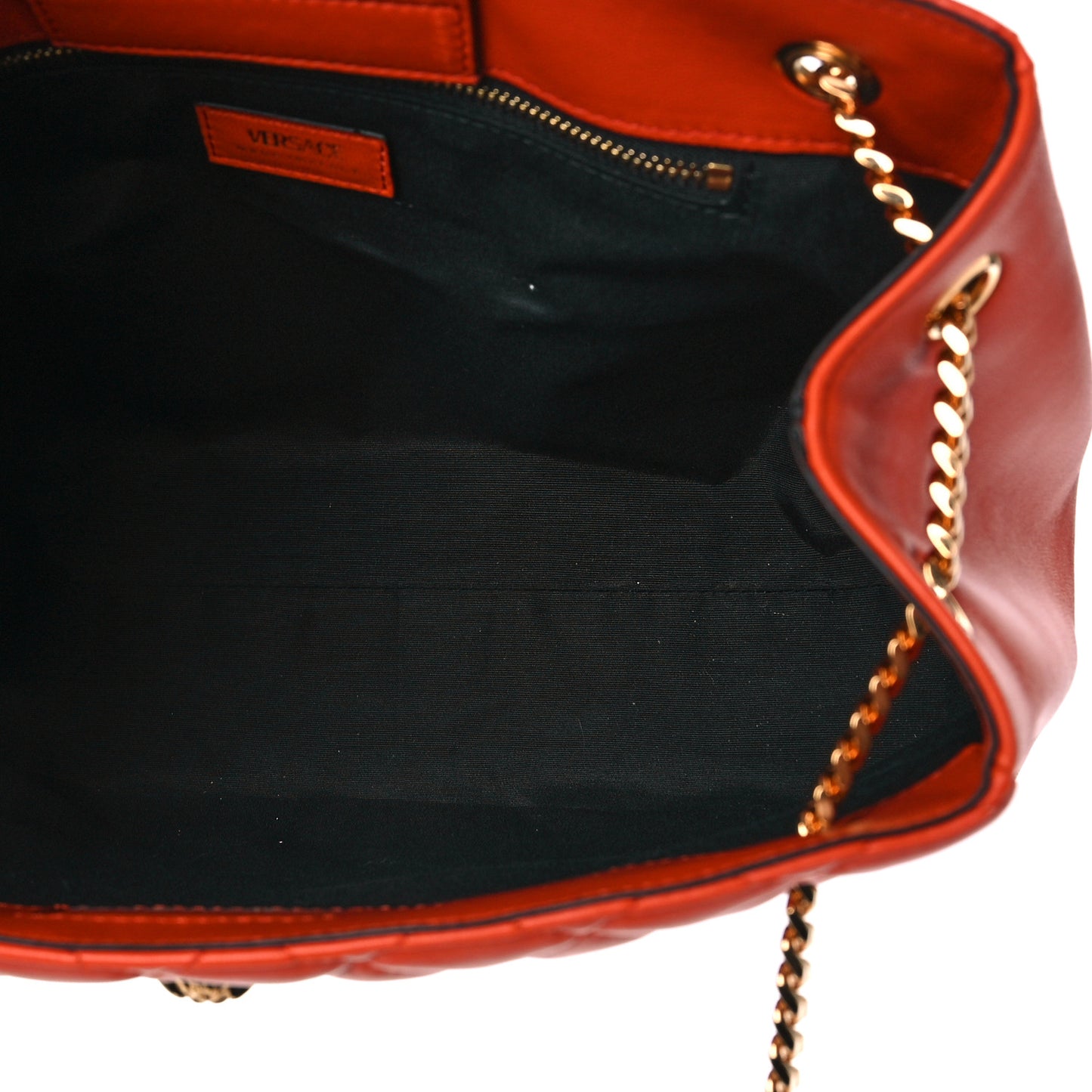 Nappa Quilted Medusa Chain Shoulder Bag Orange