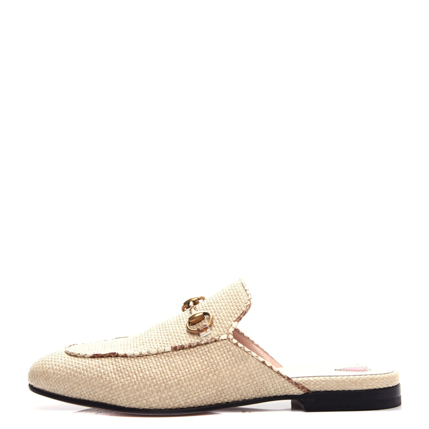 Gucci Straw Elaphe Womens Princetown Slippers 36.5 Natural Cream Brown 1 of 11