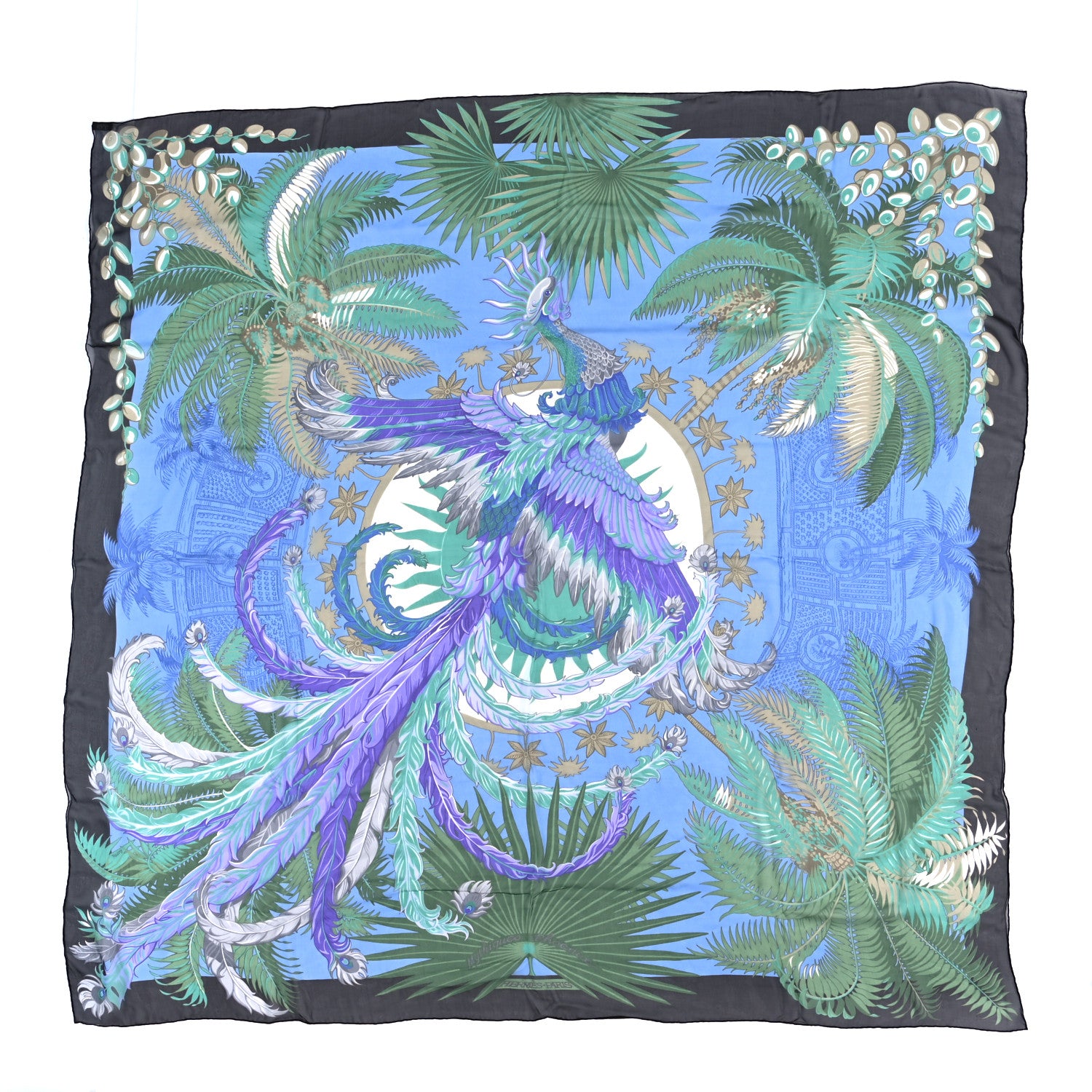 Hermes Silk Mousseline Mythiques Phoenix Shawl 140 1 of 3