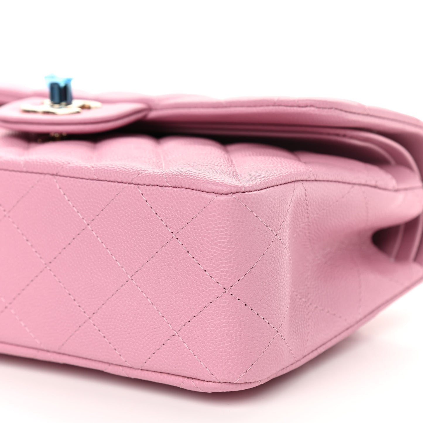 Caviar Quilted Small Double Flap Pink